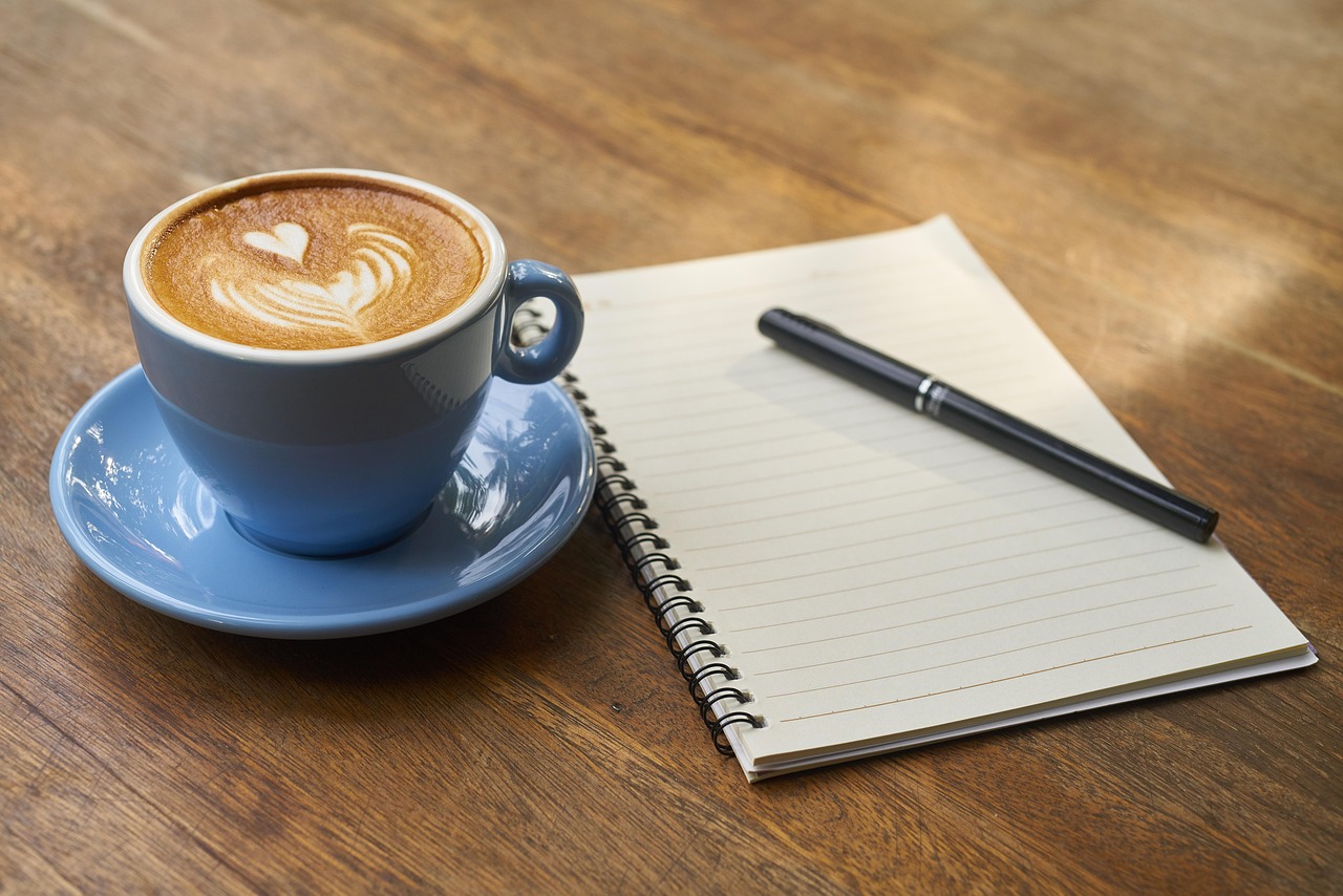 coffee, pen, notebook, open notebook, empty notebook, caffeine, cup, cafe, coffee cup, latte, latte art, cappuccino, morning coffee, coffee break, beverage, coffee, coffee, coffee, coffee, coffee